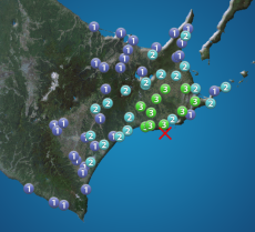 北海道 釧路沖でM4.7の地震　最大震度3　津波の心配なし