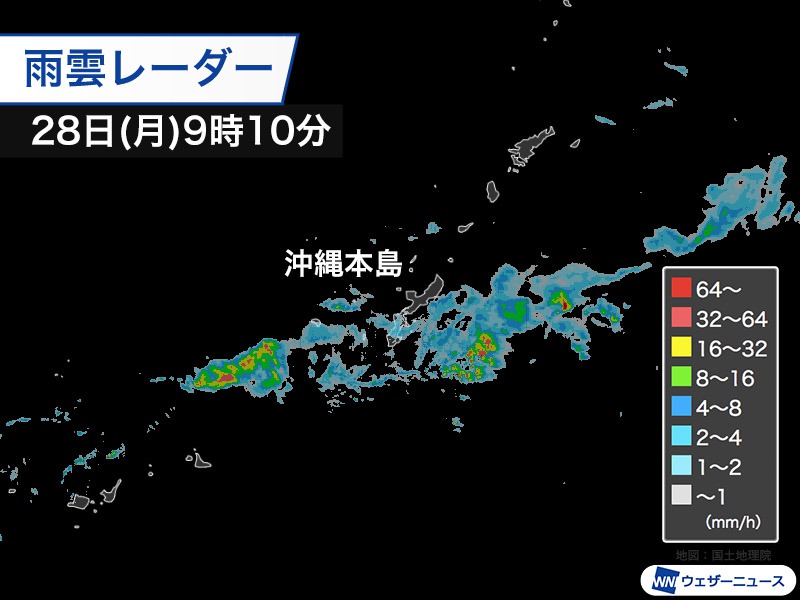 沖縄は朝から雨　昼頃にかけて土砂降りの所も