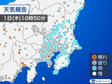 関東の広い範囲で弱い雨　午後にかけて降りやすい状況続く