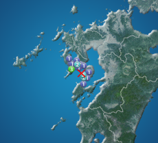 長崎市で最大震度3を観測する地震　震源は橘湾　津波の心配なし