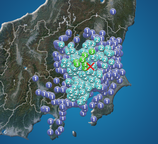 埼玉県・群馬県・栃木県で震度3の地震発生　震源は茨城県南部　津波なし