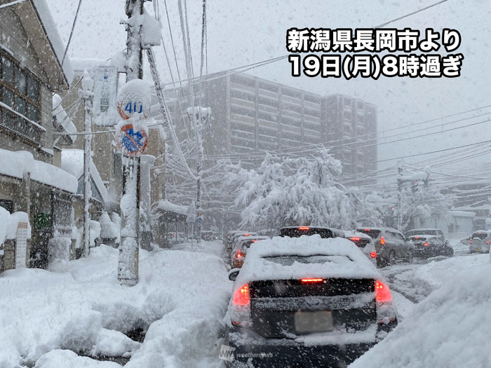 北陸や東北は大雪で昼間も積雪急増に警戒　高速道路の通行止めも