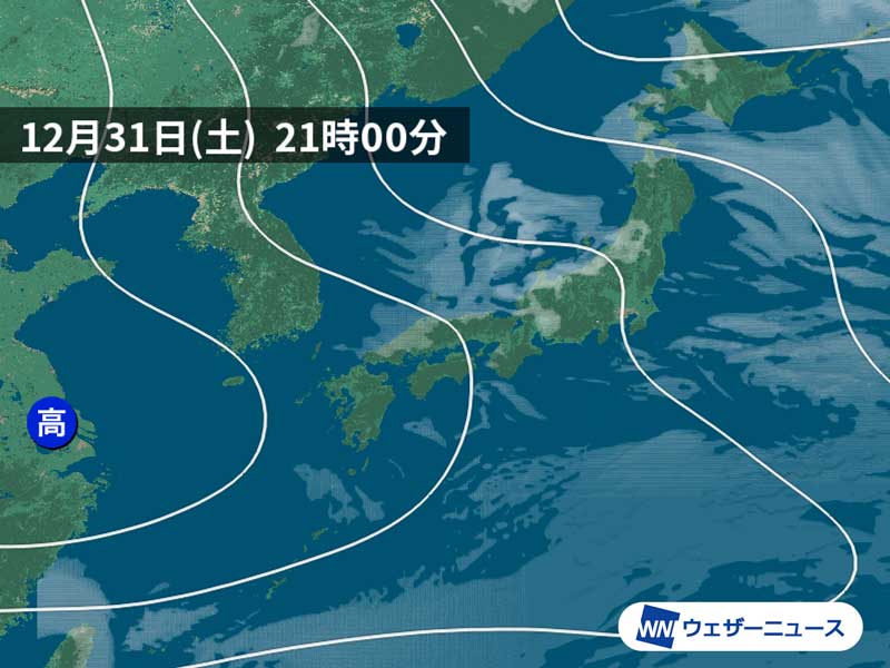 2022〜2023 年越しの天気　深夜はこの時期らしい冷え込みに