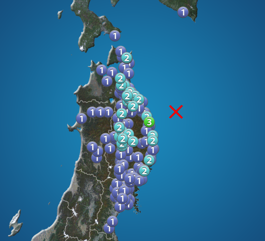 岩手県沖でM4.9の地震　最大震度3　津波の心配なし