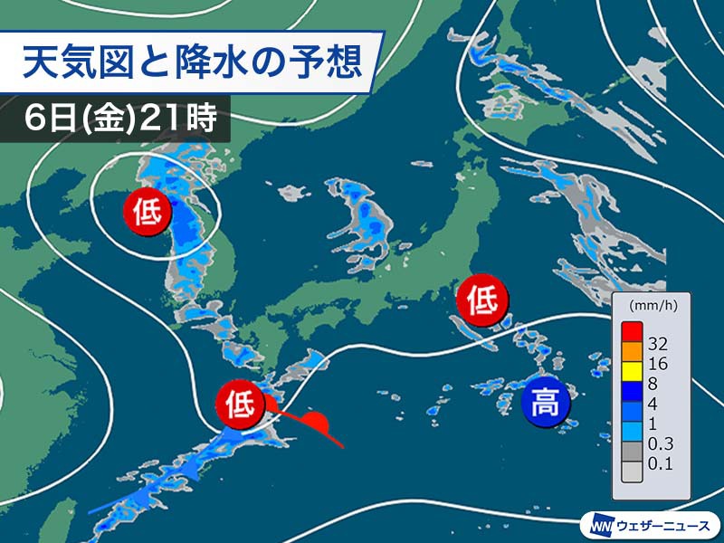 今夜は九州から雨が降り出す　明日は西日本を中心に雨や雪