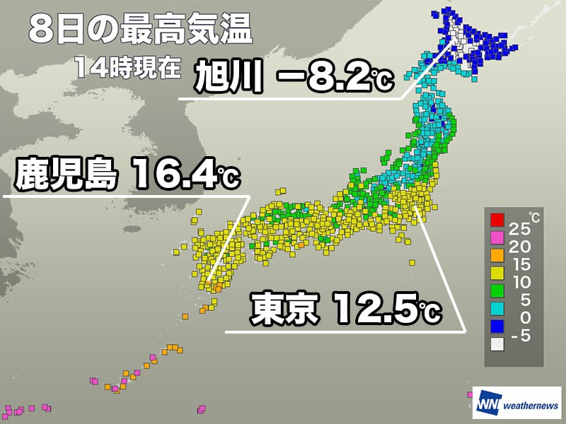 関東以西は気温上昇　明日成人の日は西日本で春を思わせる暖かさ