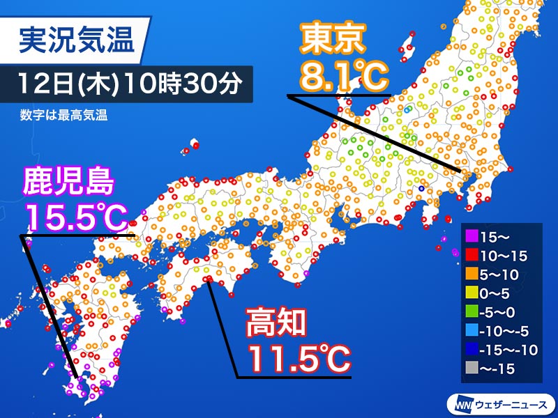 九州や四国で春の暖かさに 関東から近畿も昼間は気温上昇