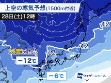 再び寒気が南下　週末は日本海側で積雪急増に注意