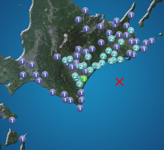 北海道 釧路沖で地震　最大震度3　津波の心配なし