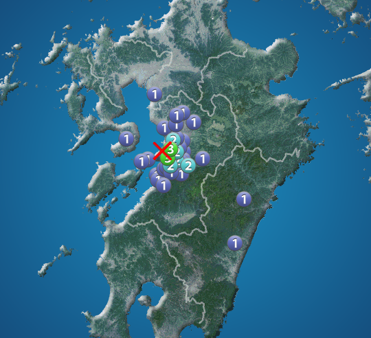 熊本県熊本地方でM3.5の地震　最大震度3　津波の心配なし