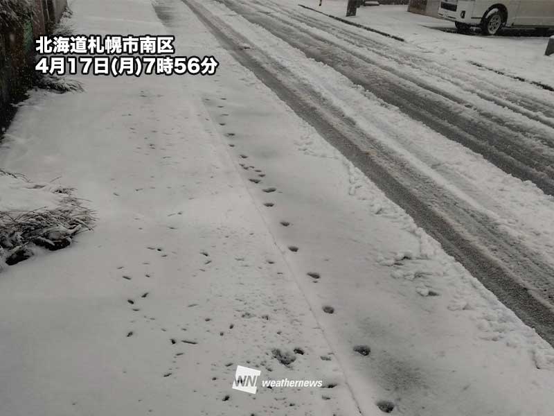 北海道は各地で雪化粧　札幌市内も雪やみぞれに