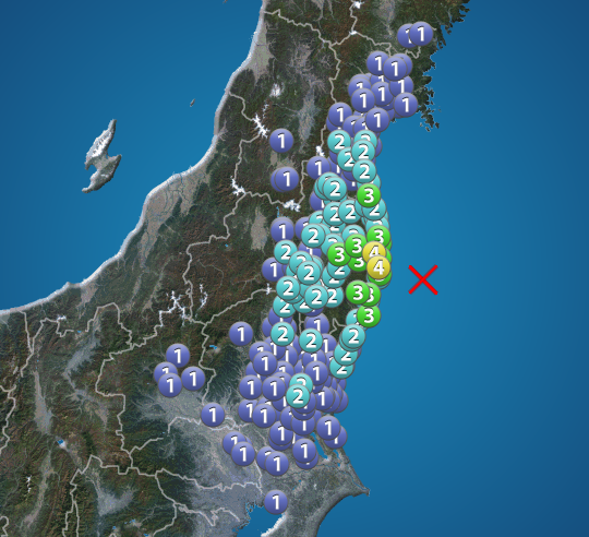 福島県沖でM4.6の地震　最大震度4　津波の心配なし