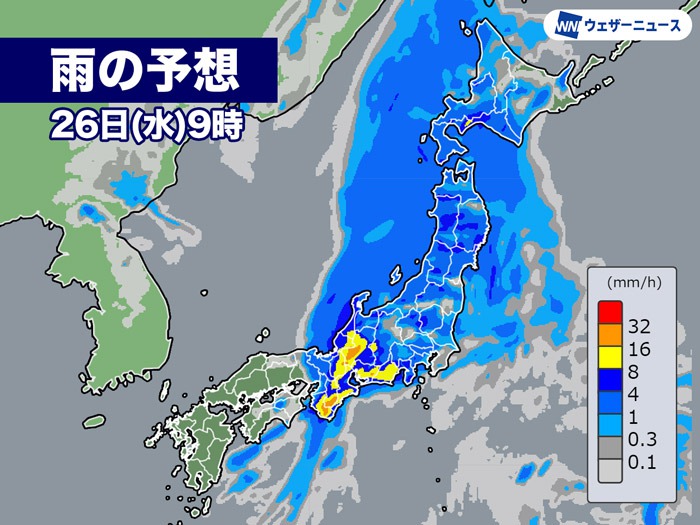 今日は西から雨雲拡大　明日は関東や北日本でも本降りの雨に
