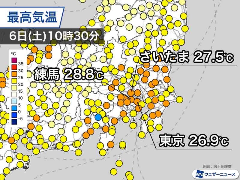東京都心などは昨日以上に気温上昇　練馬では28℃を観測