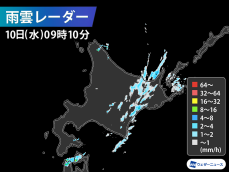 北海道は道東を中心に雨　晴れている地域も天気急変注意