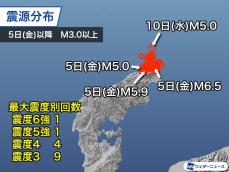 石川県能登　震度6強から1週間　活動落ち着くも震源域が北に拡大