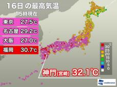 東京で6日ぶりの夏日　30℃以上の真夏日地点は30地点超え