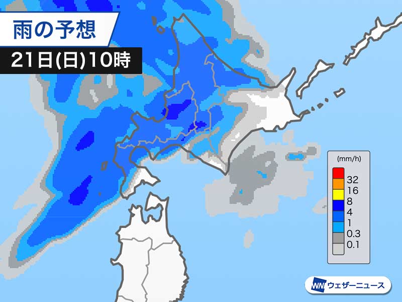 明日の北海道は本降りの雨　雷雨やアラレにも注意