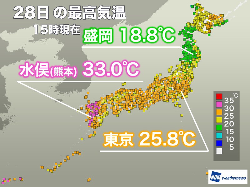 関東以西は汗ばむ蒸し暑さ　明日は本降りの雨で暑さ落ち着く