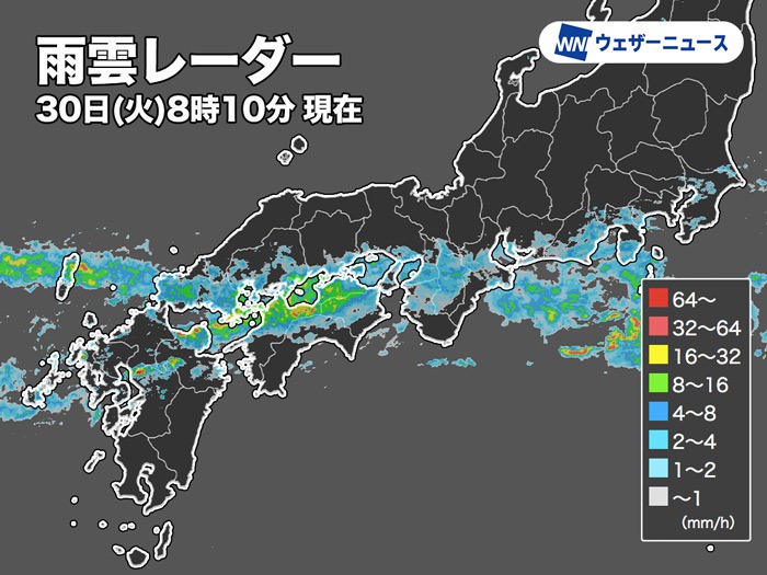 湿った空気の流入で局地的に雨雲発達　西日本は激しい雨に注意