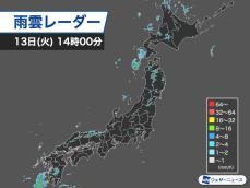 全国の所々でゲリラ雷雨　10分10mmを超える土砂降りの雨も