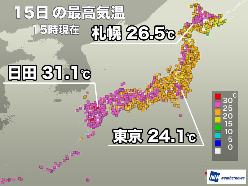 日差し戻った九州で真夏日に　明日は晴れエリア拡大し気温上昇