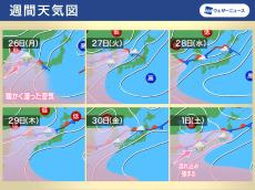 来週は梅雨前線が日本海まで北上　本州付近は曇りや雨の日が続く
