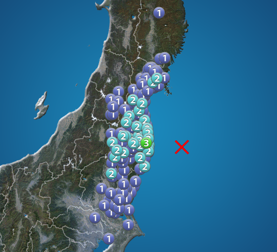 福島県沖でM4.9の地震　最大震度3　津波の心配なし