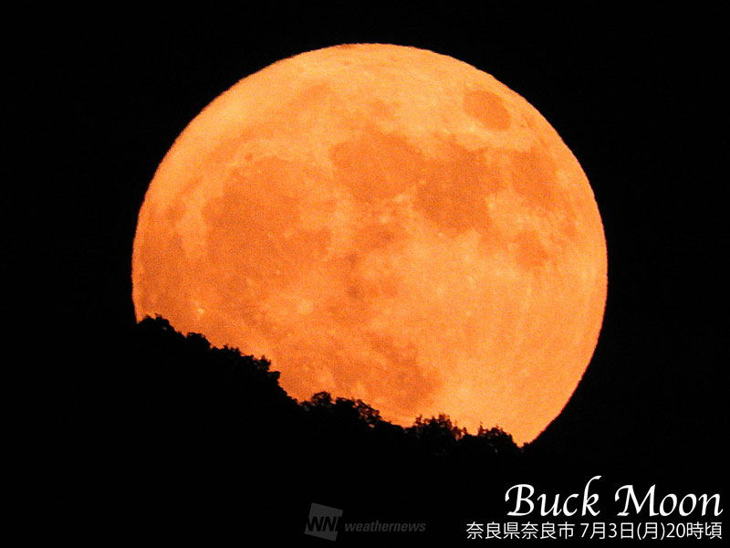 7月の満月「バックムーン」 が夜空に輝く