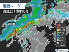 山口県に活発な雨雲が広がり強雨に　九州北部も激しい雨のおそれ