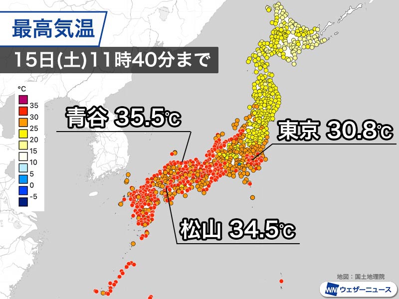 フェーン現象で日本海側は気温上昇　鳥取県では早くも35℃到達