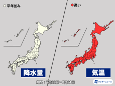 気象庁1か月予報　全国的に夏らしい暑さ　北日本は高気圧の張り出し弱い