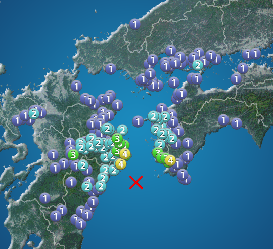 日向灘でM4.9の地震　高知・大分で震度4　津波の心配なし