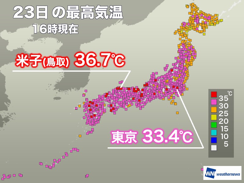 真夏日地点数は今年最多に　明日も夏空続き熱中症に警戒