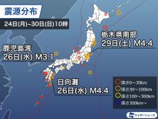 週刊地震情報 2023.7.30　日向灘で震度3の地震　前週の震度4とは離れた震源