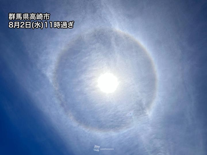 東日本、北日本でハロやアークなどの虹色現象が出現