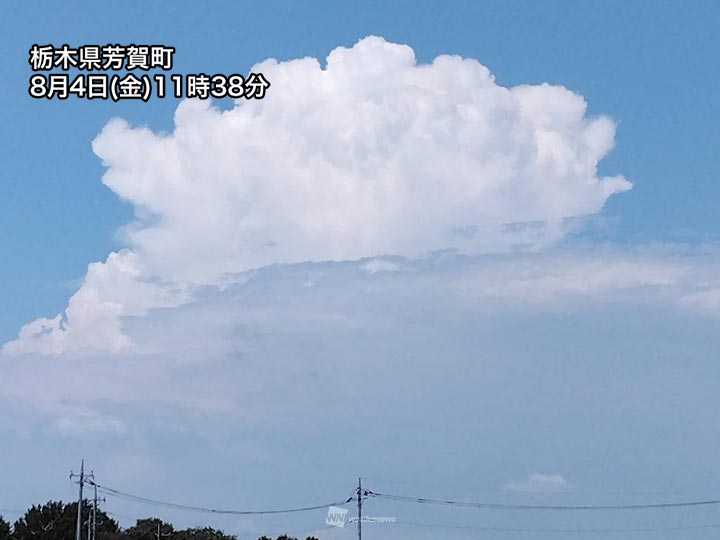 関東の山沿いで雨雲発達中　午後は広範囲で雷雨に注意