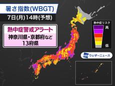 神奈川県や京都府など13府県に熱中症警戒アラート　明日8月7日(月)対象