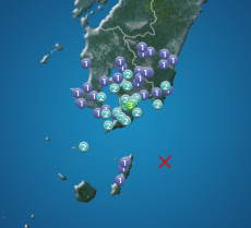 鹿児島県で震度3の地震発生