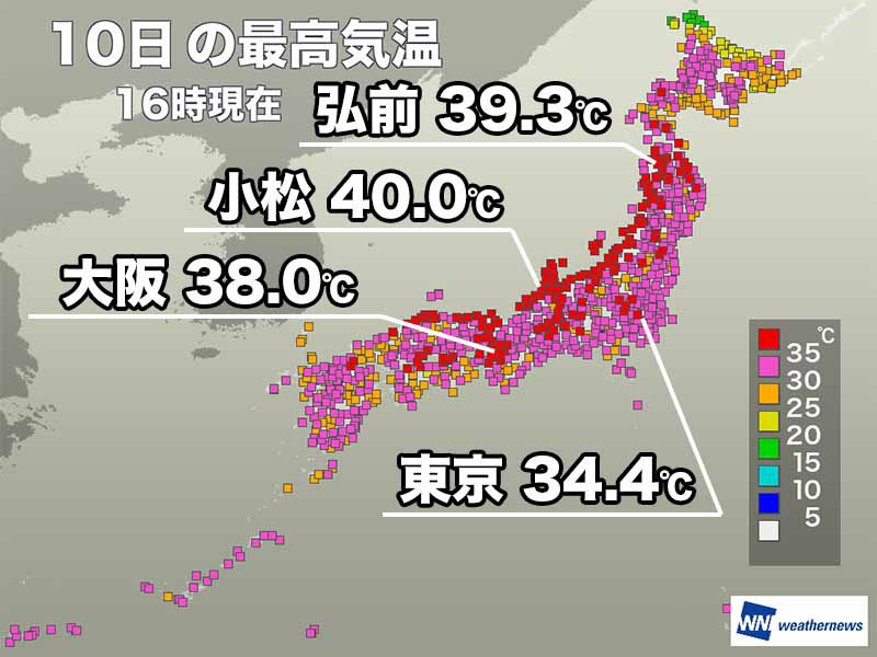 石川県小松で40℃到達　青森県内では史上初の39℃台を観測