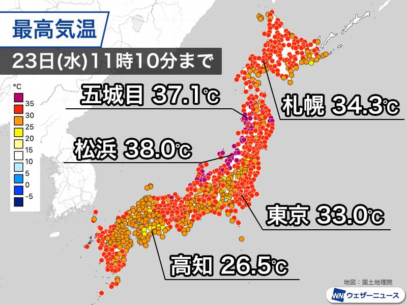 北日本や北陸で気温上昇　北海道は記録的暑さの可能性