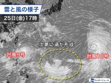日本の南で2つの台風が発生中　その間に新たな熱帯低気圧の可能性