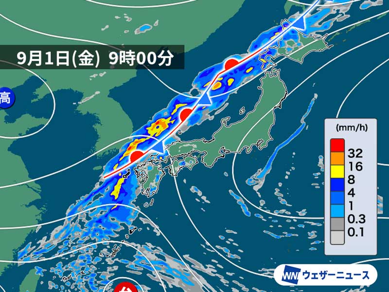 北海道や西日本に秋雨前線の雲　札幌では本降りの雨の朝