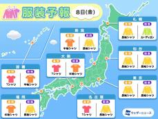 9月8日(金)　各地の気温変化と最適な服装