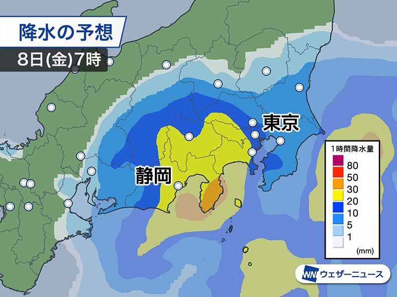 台風接近前が雨のピークに　明朝は関東や東海で激しい雨のおそれ