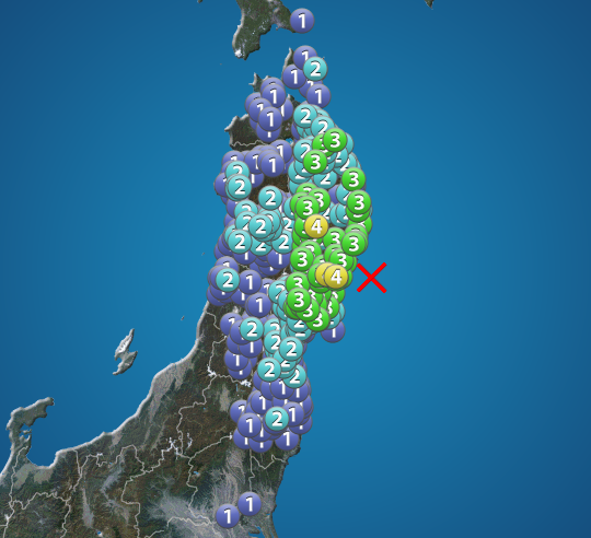 宮城県沖でM5.5の地震　岩手・宮城で震度4　津波の心配なし