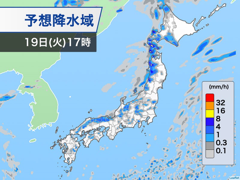北日本は激しい雨のおそれ 関東北部から東海、西日本も天気急変に注意
