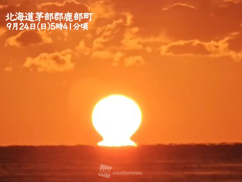 北海道に「だるま朝日」が昇る　蜃気楼の一種　一日の寒暖差に注意