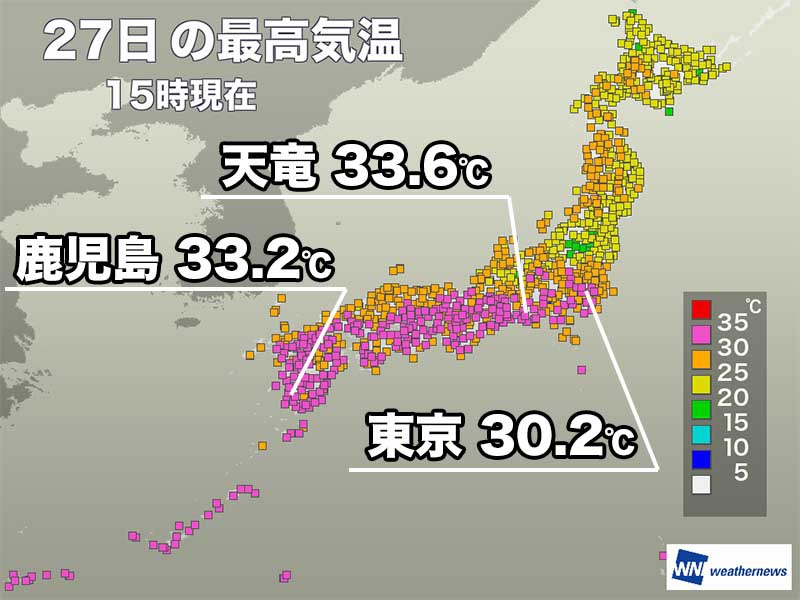 東京都心は1週間ぶりの真夏日　明日は9月下旬として異例の暑さに