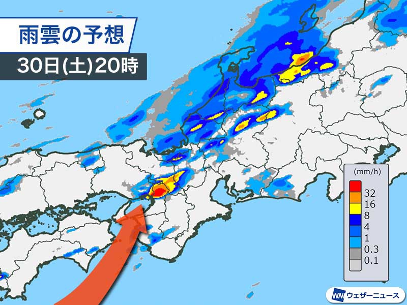 日本海側から次第に雨が降り出す　夕方以降は近畿で激しい雨のおそれも